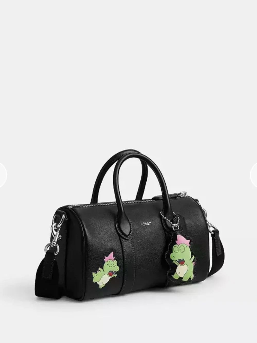 NWTCoach Brain Dead Compass 25 Black Leather Satchel with Green Darby Dino Charm
